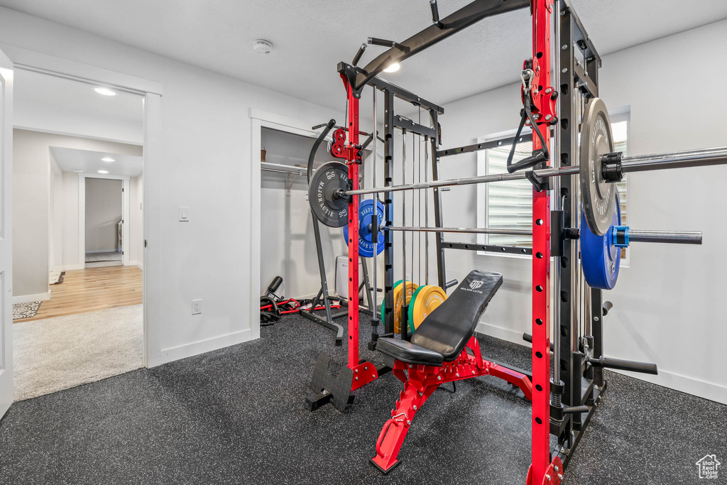 Workout room with baseboards