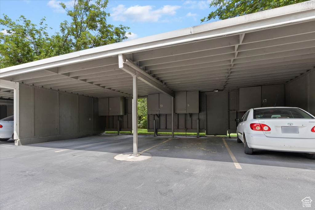 View of covered parking lot