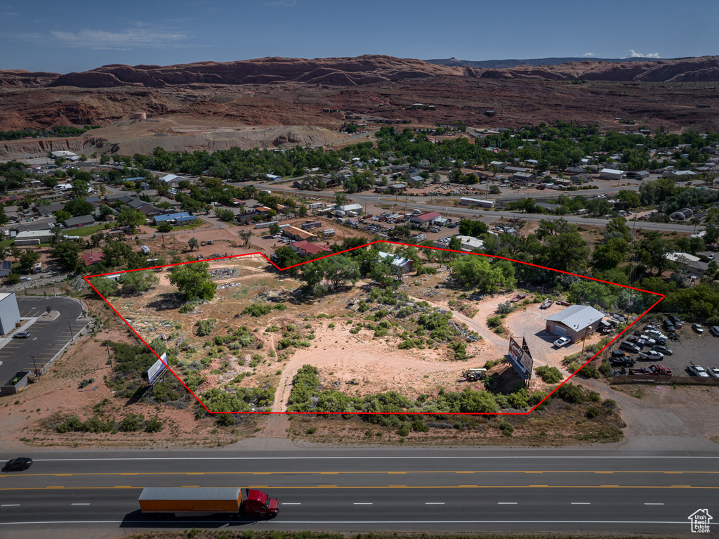 View of property location featuring property parcel outlined and mountains