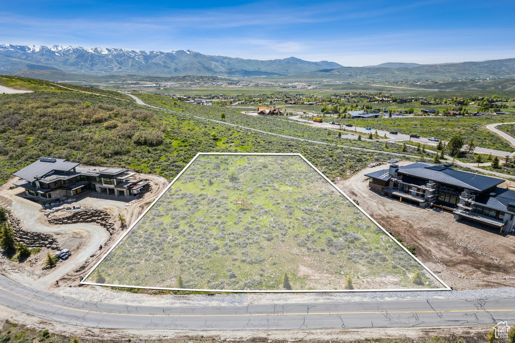 View of property location with property boundaries highlighted and mountains