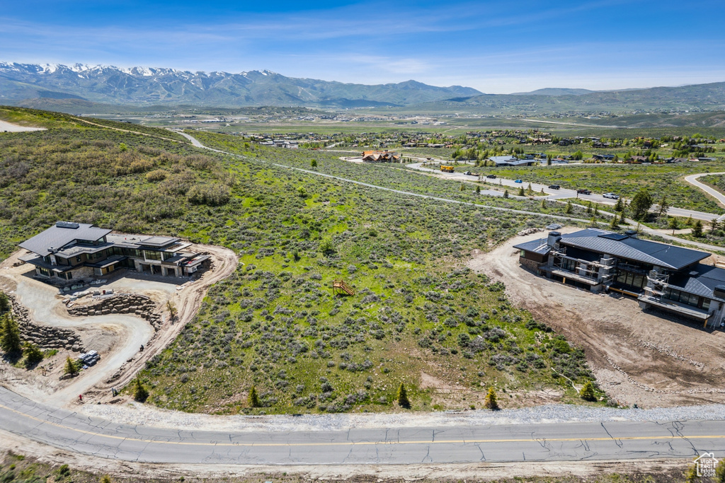 Bird's eye view of a mountain backdrop
