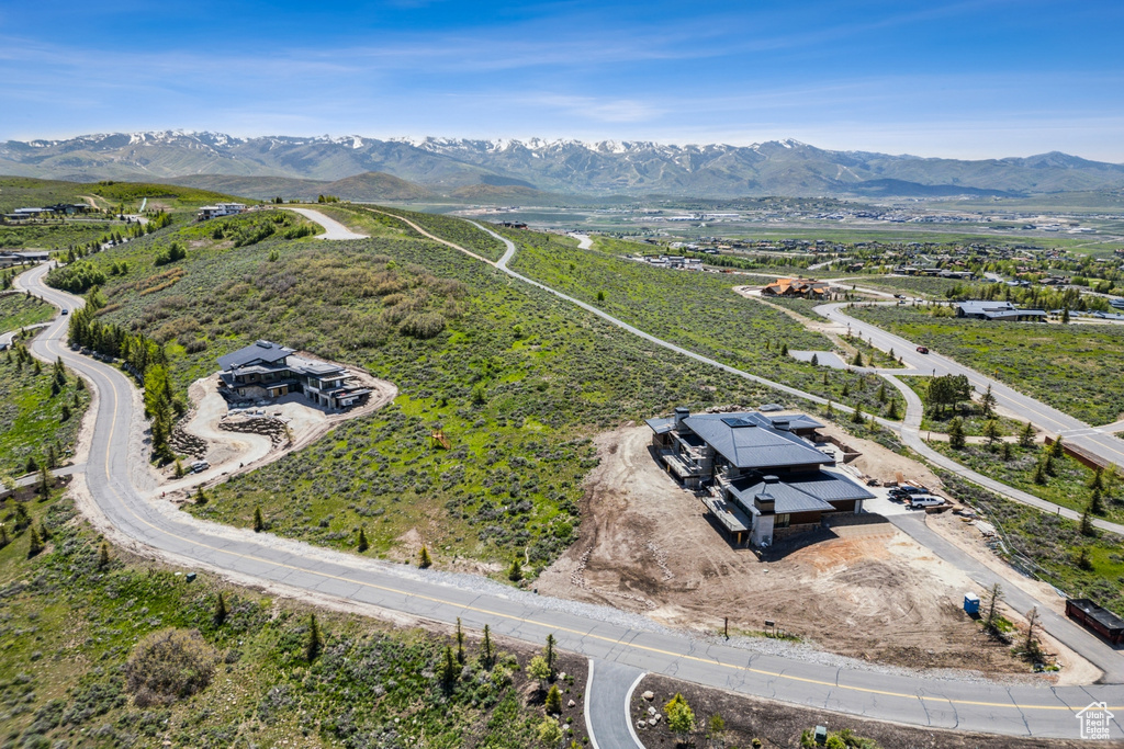 Aerial view of a mountain backdrop