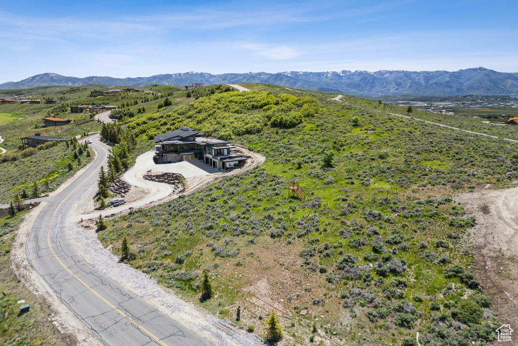 Aerial view of a mountainous background