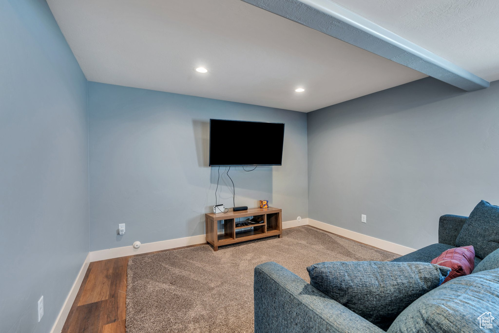 Living area featuring recessed lighting and wood finished floors