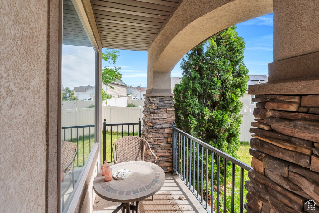 Balcony featuring a residential view