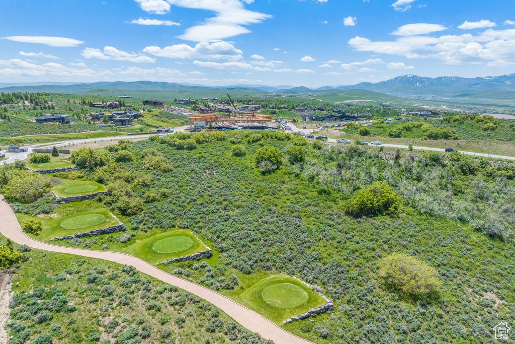 Aerial view of a mountainous background