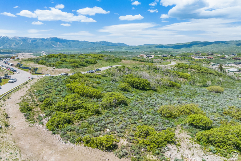 Aerial view of a mountainous background