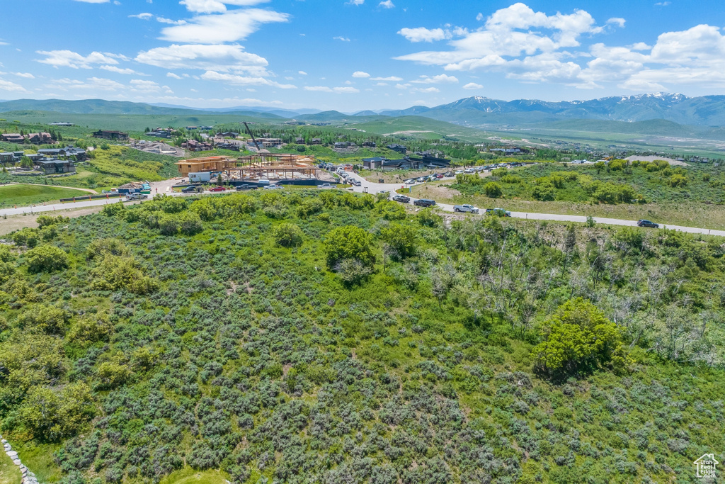 Aerial view of a mountainous background