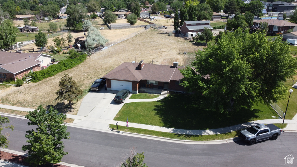 Aerial perspective of suburban area