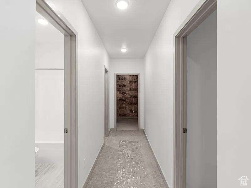 Hall with recessed lighting