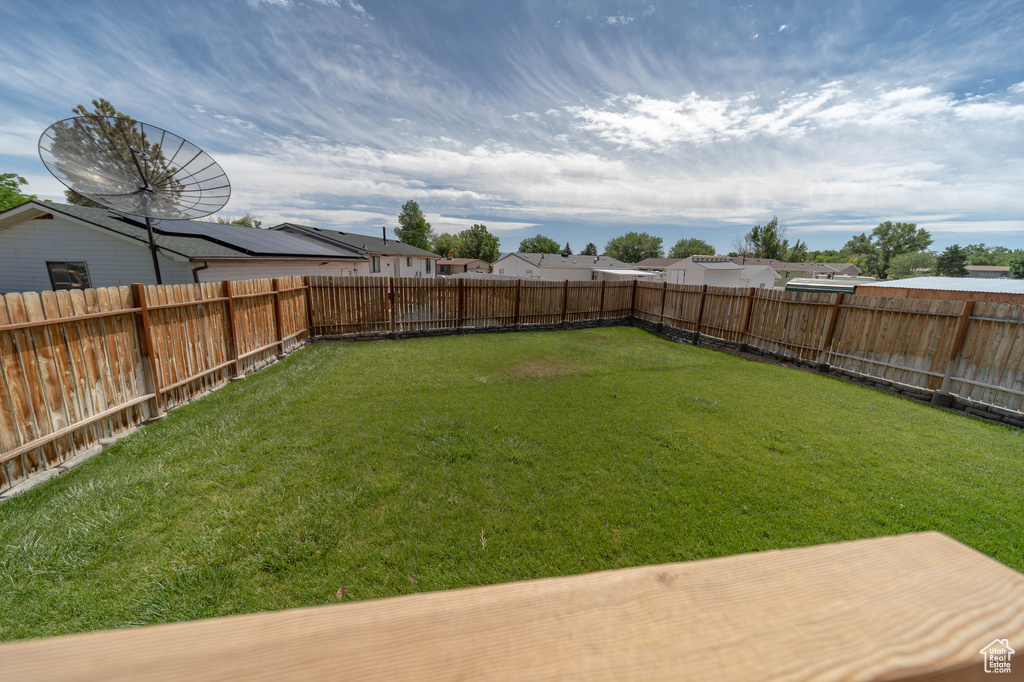 View of fenced backyard