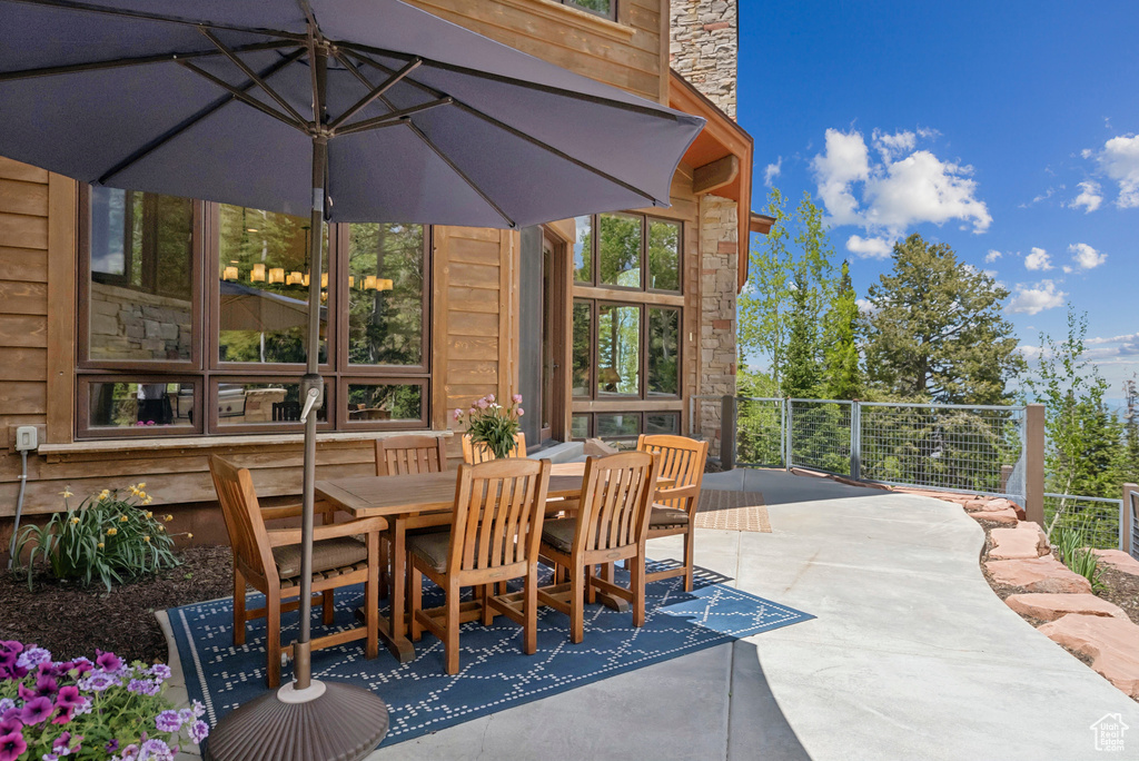 View of patio featuring outdoor dining space