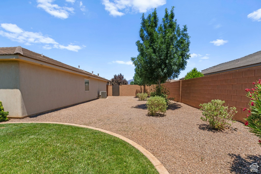 View of fenced backyard