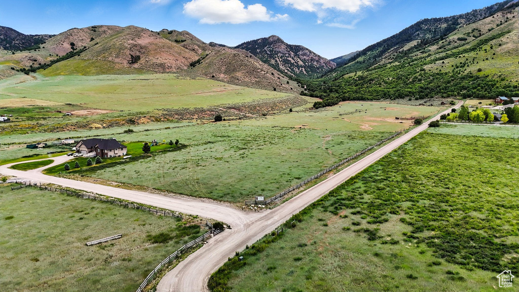 Mountain view with rural landscape