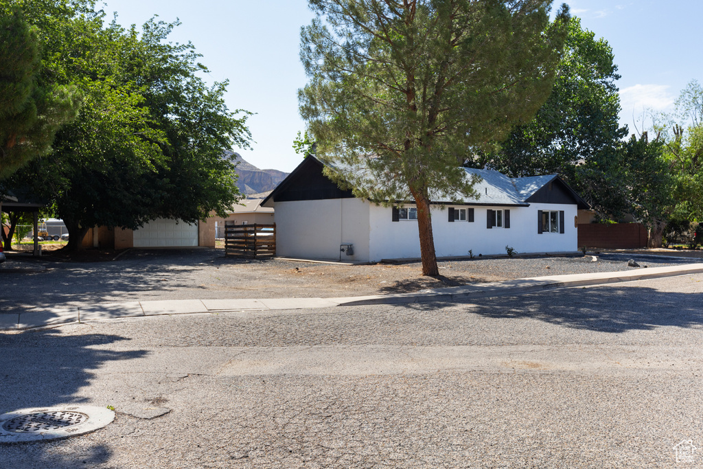 View of front of home with a garage