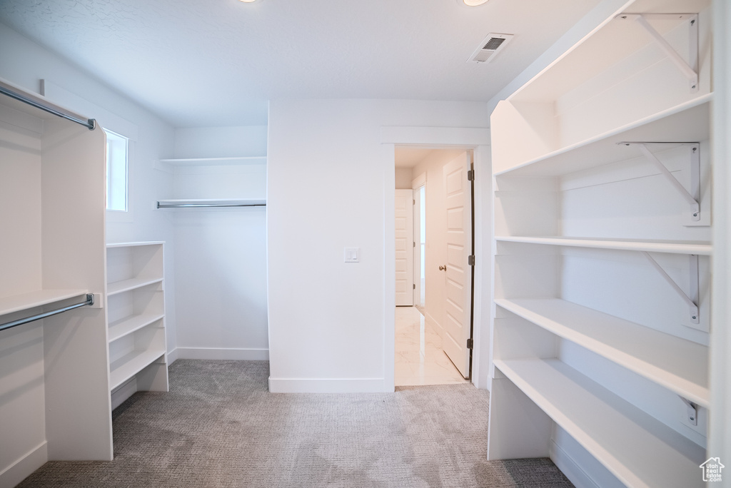 Walk in closet featuring carpet floors