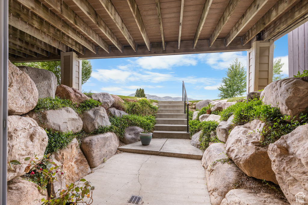 View of patio / terrace featuring stairs