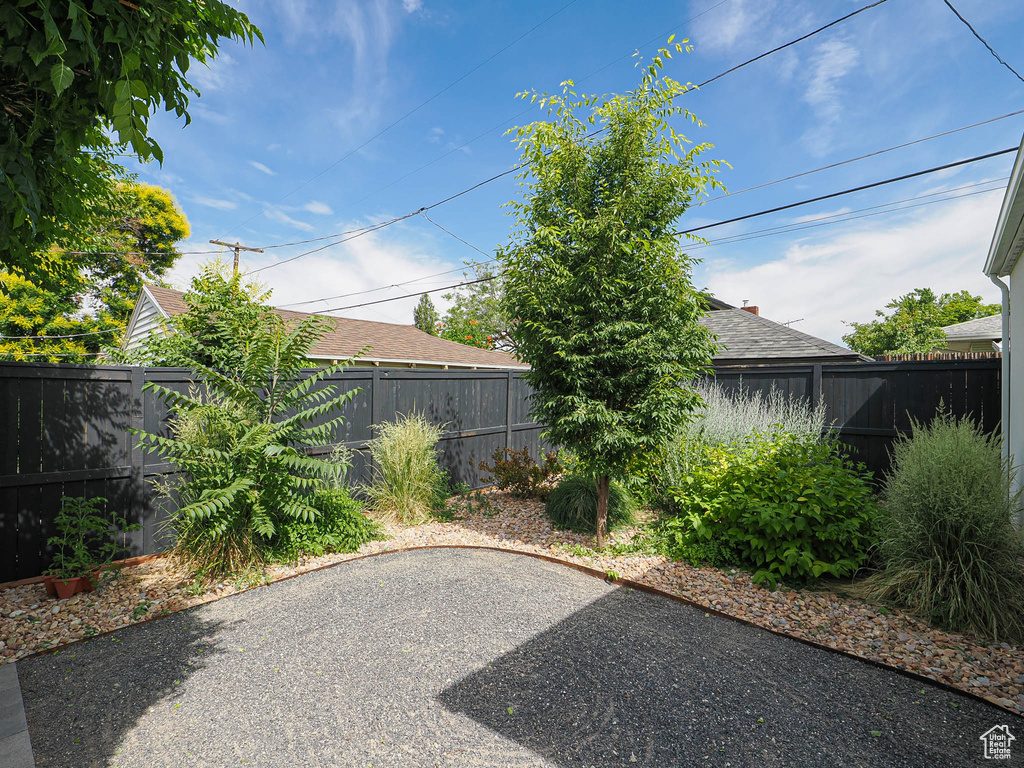 Fenced backyard featuring a patio area