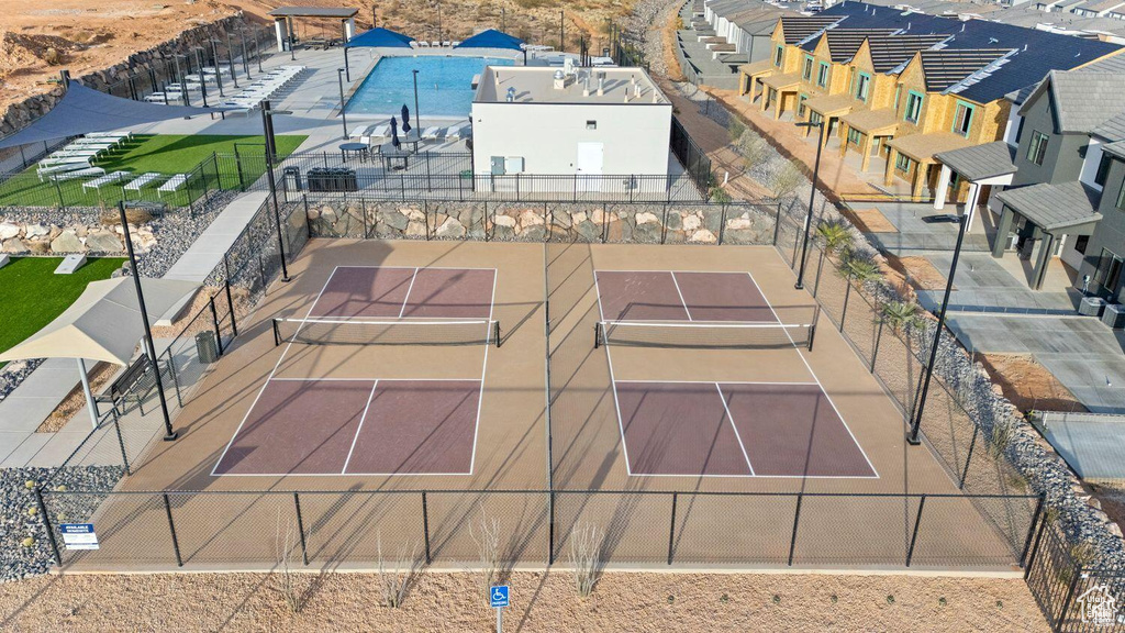 View of tennis court