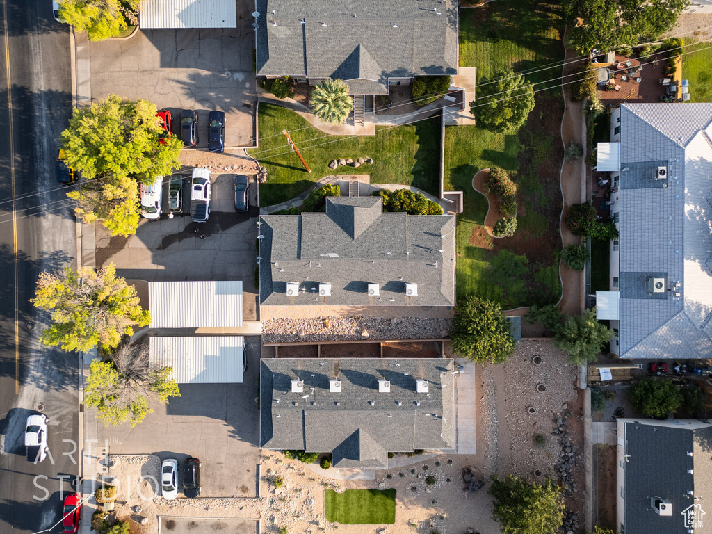 Aerial view of property's location featuring nearby suburban area