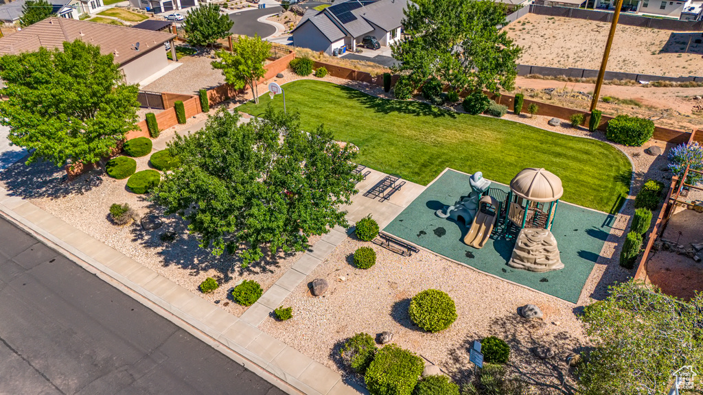 Aerial view of residential area