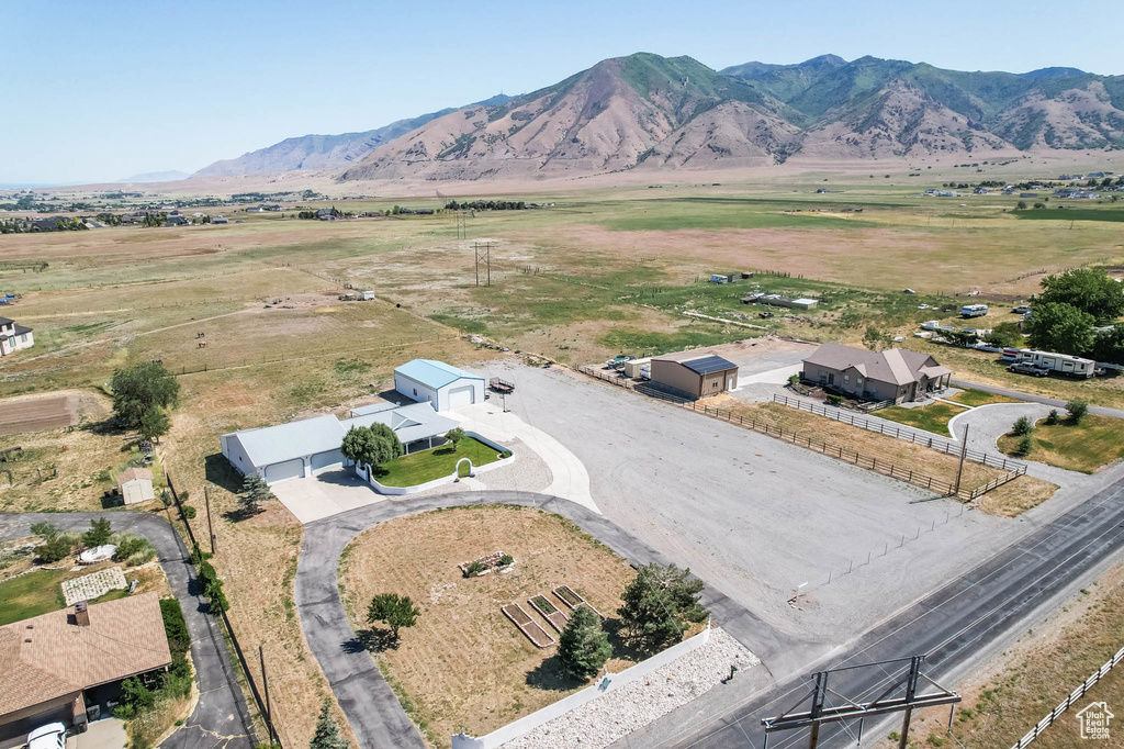 Aerial view of sparsely populated area featuring mountains
