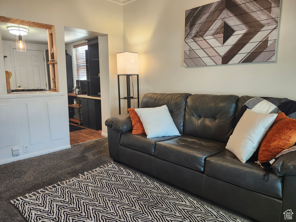 View of carpeted living area