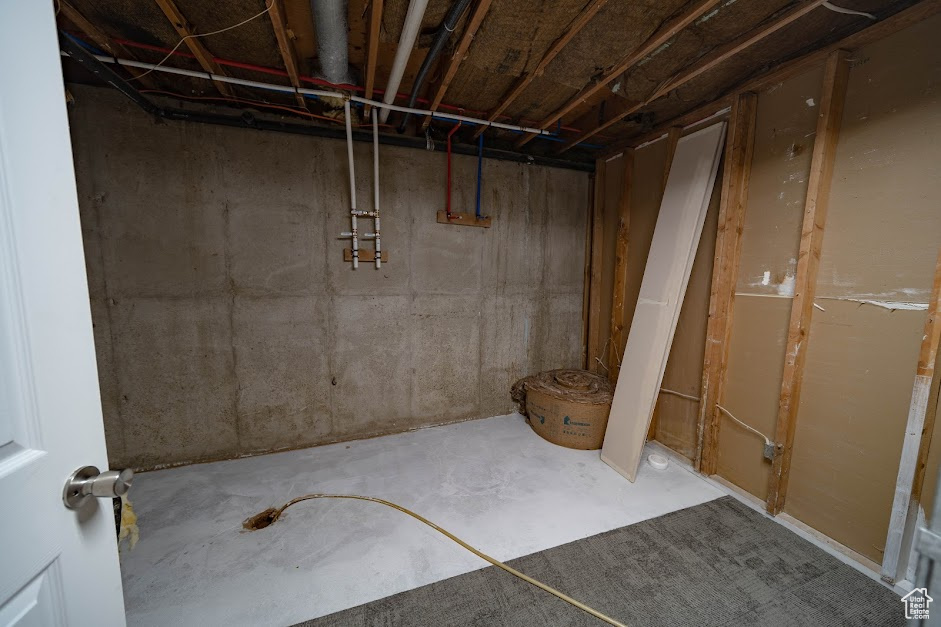 View of unfinished basement