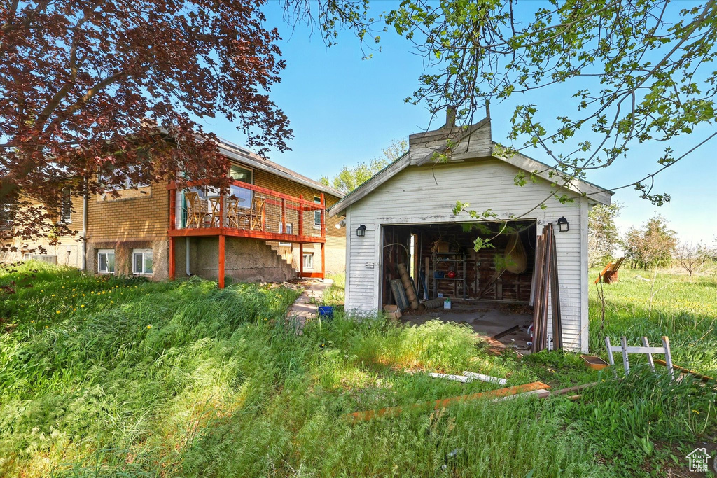 View of detached garage