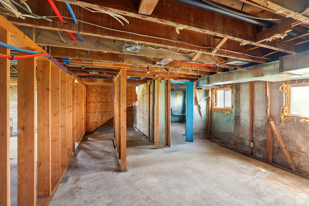 Basement with electric panel