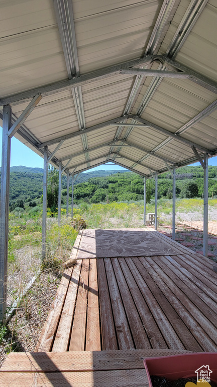 Wooden deck with a forest view