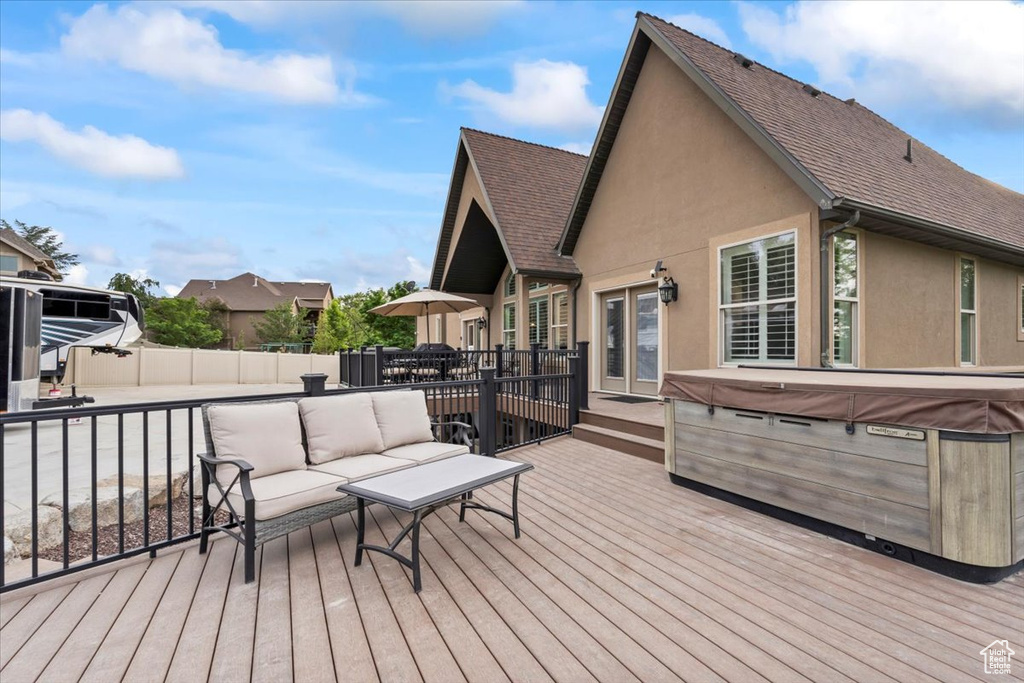 Deck with a hot tub