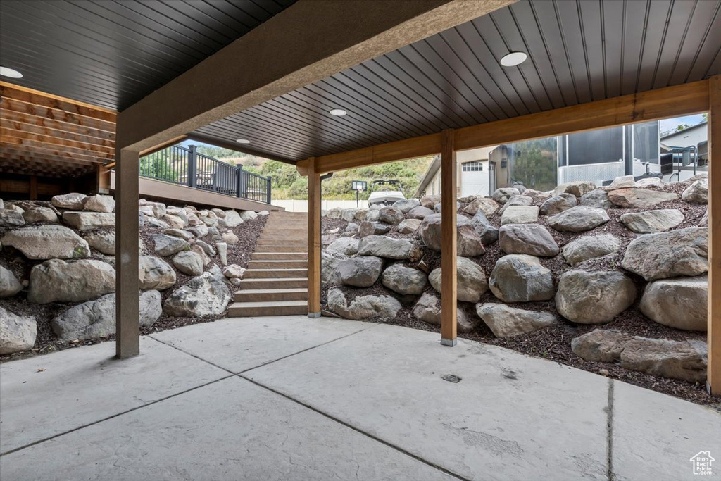 View of patio / terrace featuring stairway