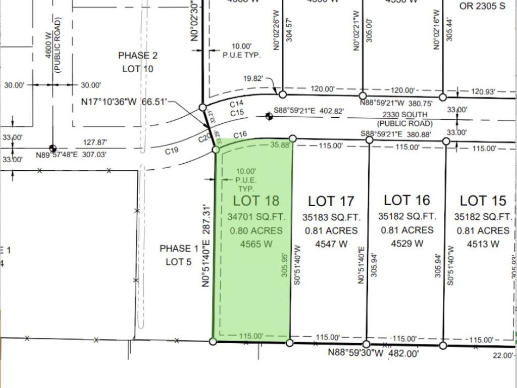 Map showing property parcels