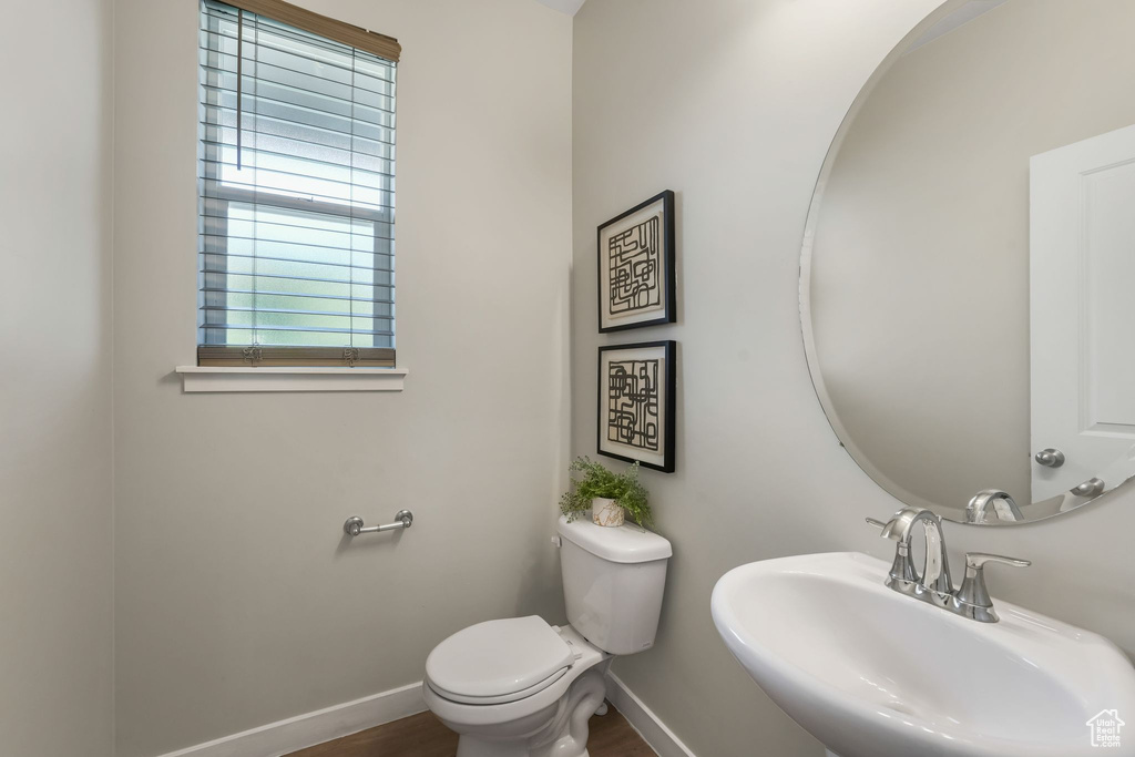Half bath featuring a sink and wood finished floors