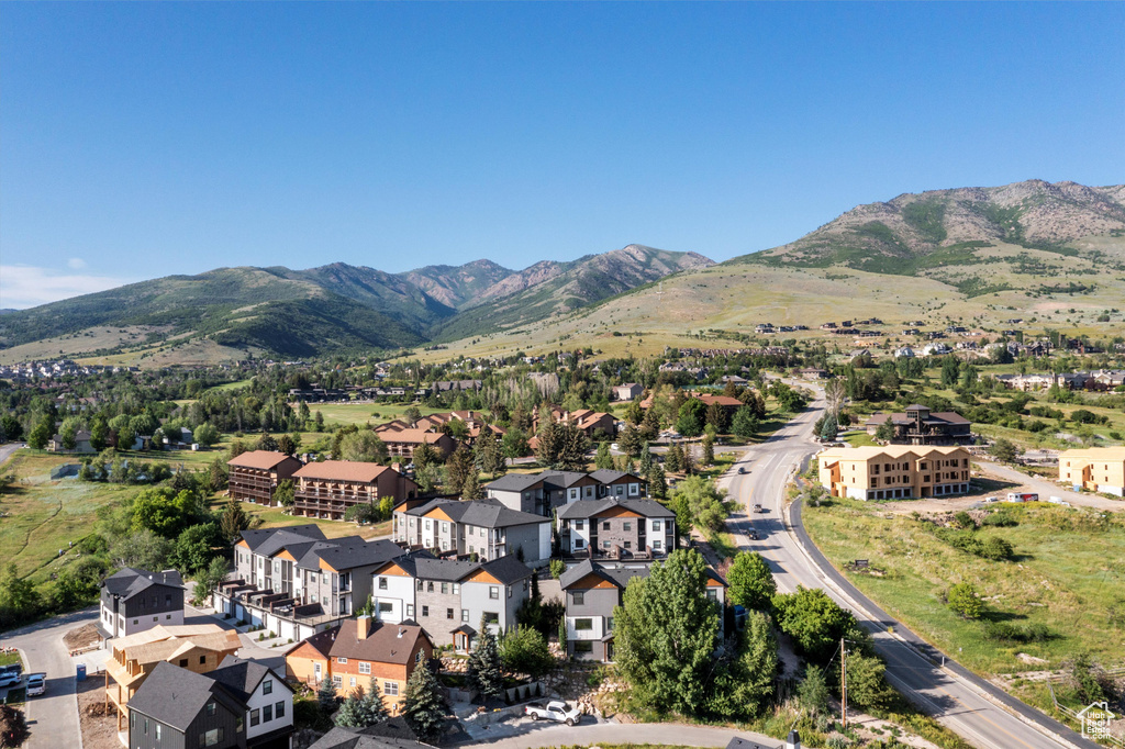 Drone / aerial view of a mountainous background