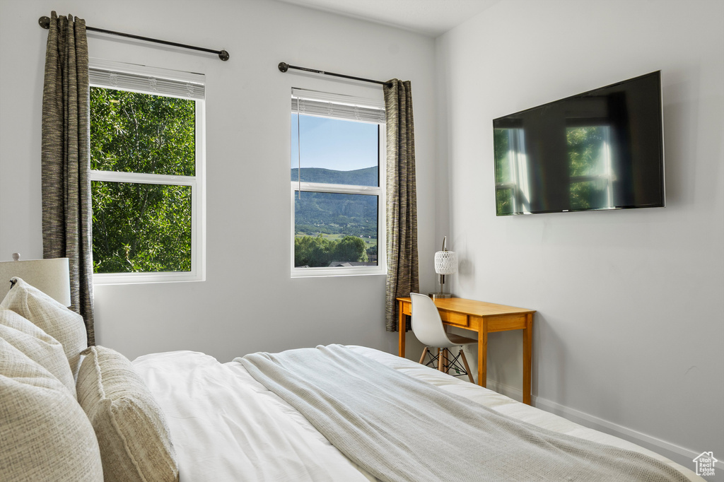 Bedroom with multiple windows