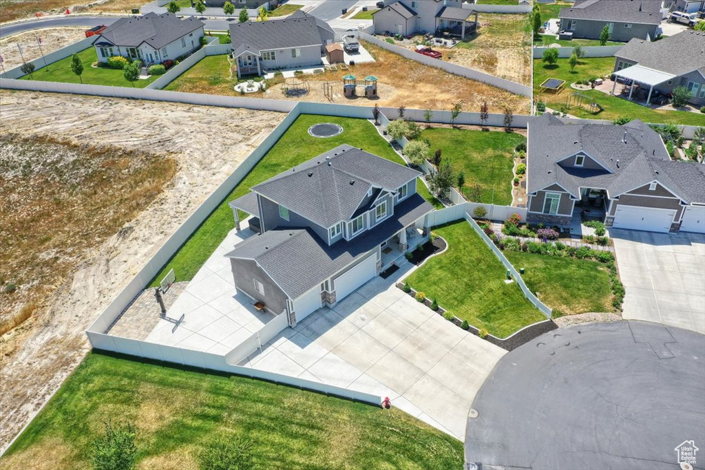 Aerial view of residential area