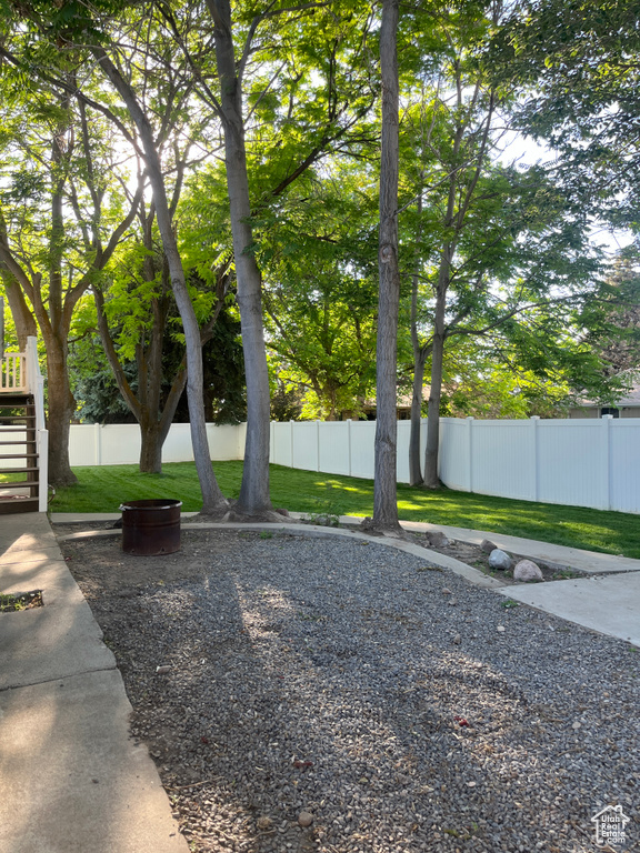 View of yard featuring stairs