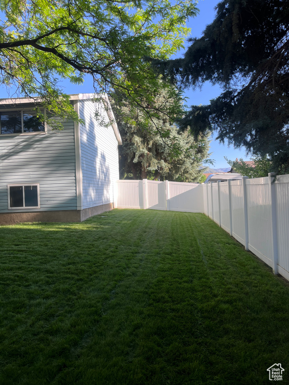 View of fenced backyard