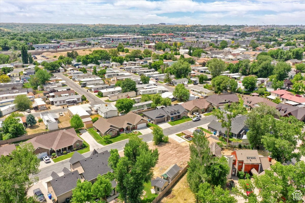 Aerial perspective of suburban area