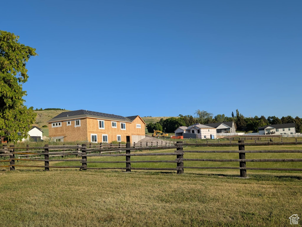 View of yard featuring a view of countryside