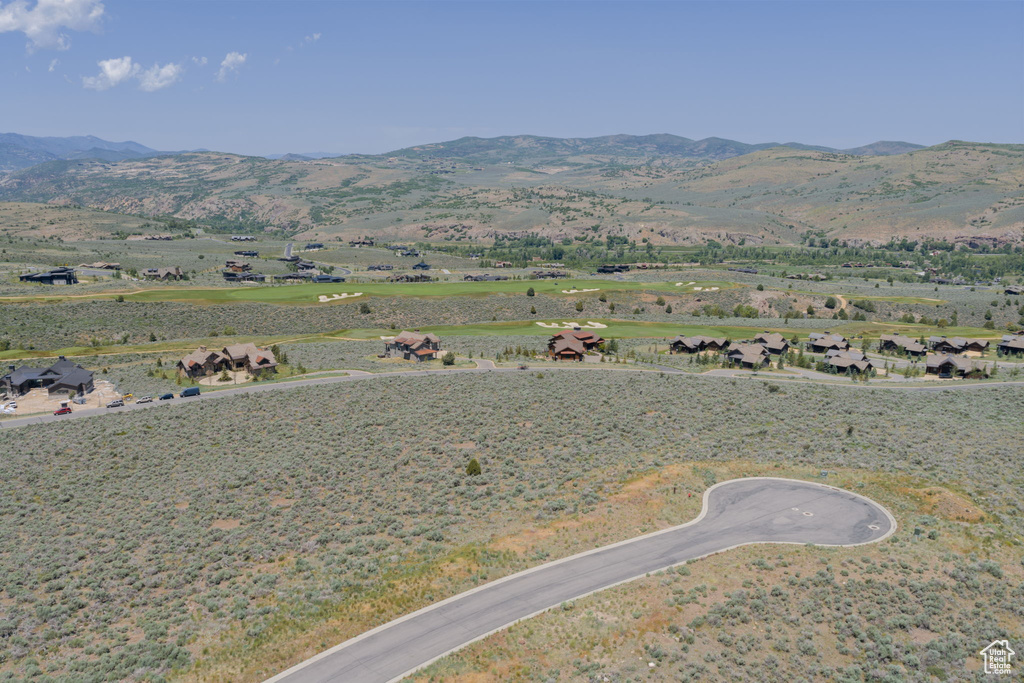 Drone / aerial view of a mountainous background