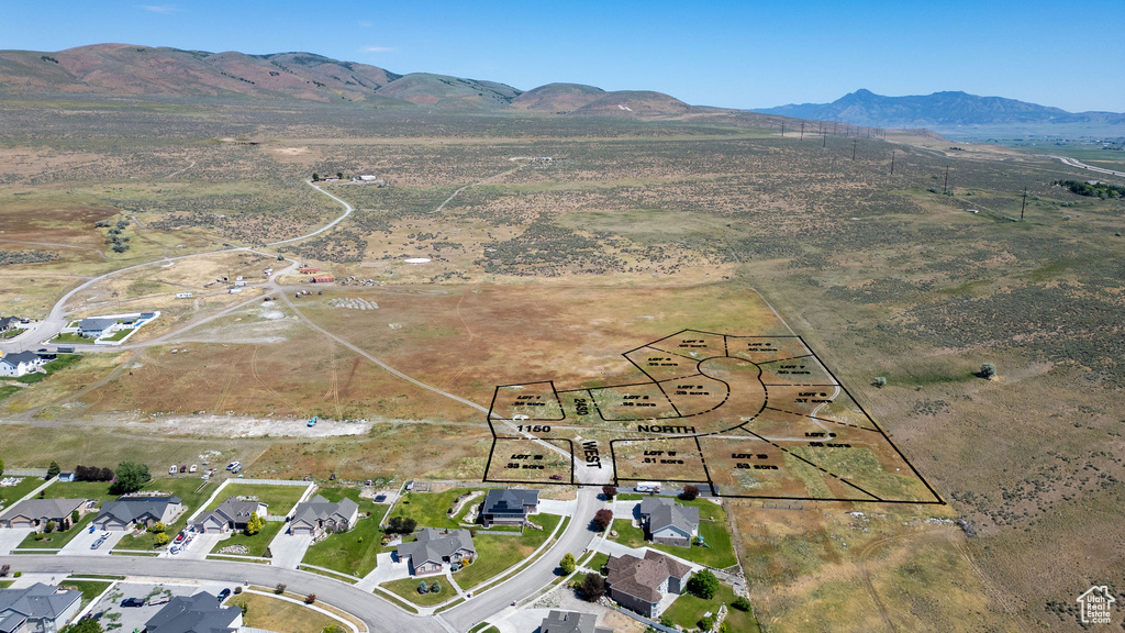 Aerial view of a mountain backdrop