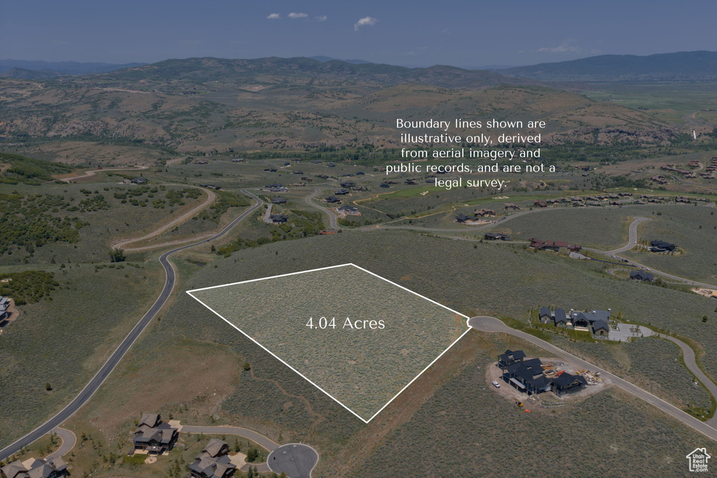 View of property location featuring property parcel outlined and a mountain backdrop