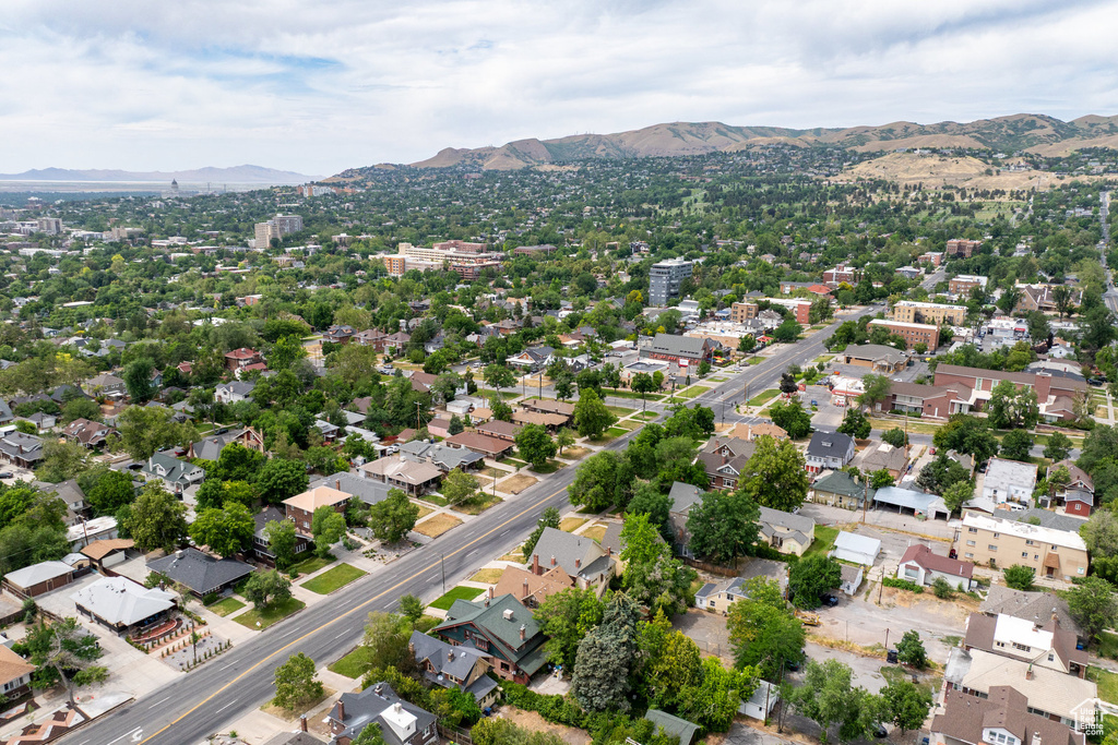 Aerial view of a mountainous background