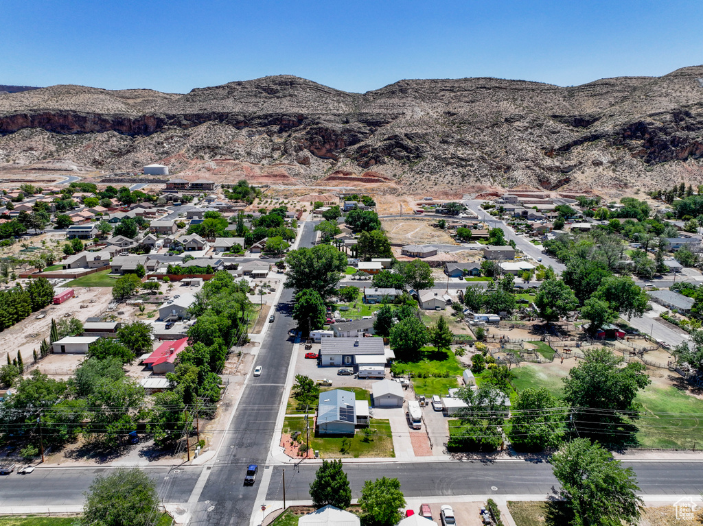 Aerial view of a mountainous background