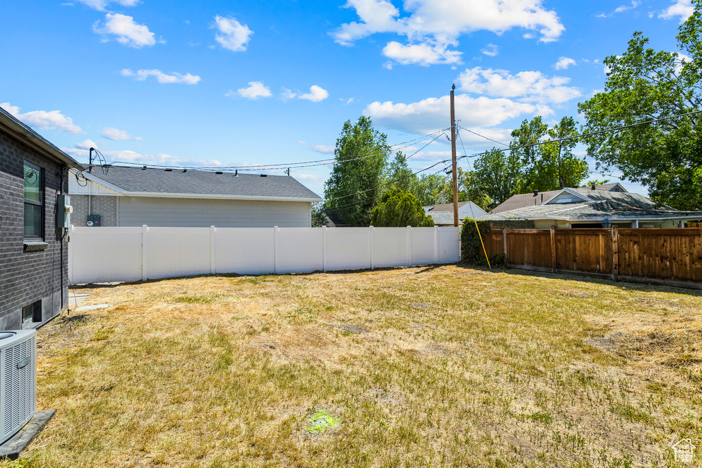 View of fenced backyard