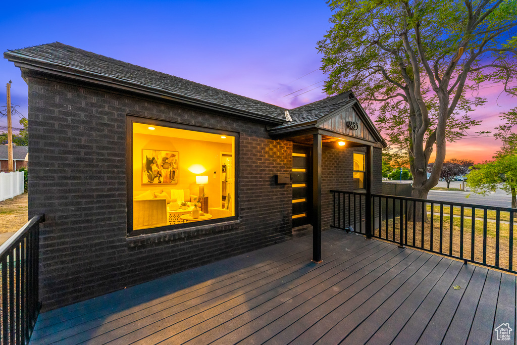 View of deck at dusk