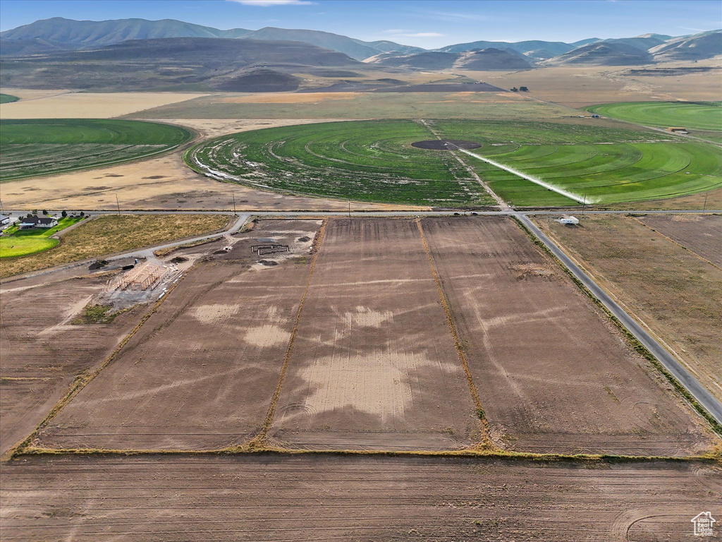 Drone / aerial view of a mountainous background